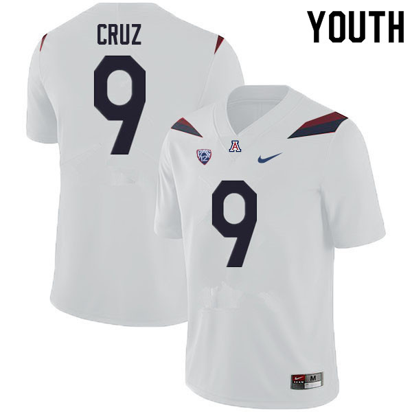 Youth #9 Gunner Cruz Arizona Wildcats College Football Jerseys Sale-White
